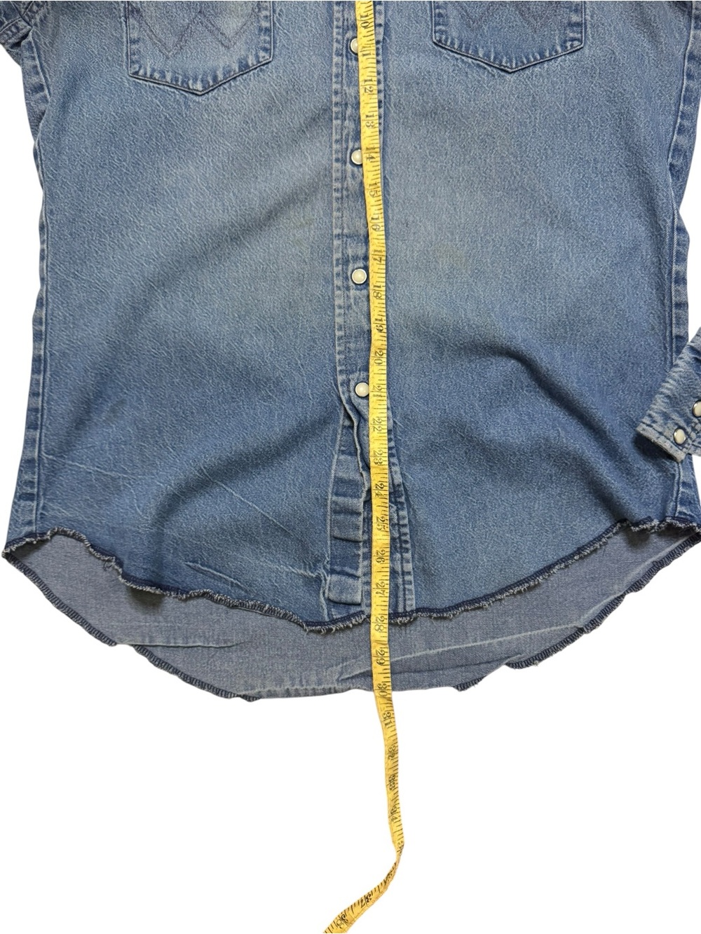 Vintage Wrangler Pearl Snap Denim Western Rancher Shirt Size S? - Picture 8 of 8